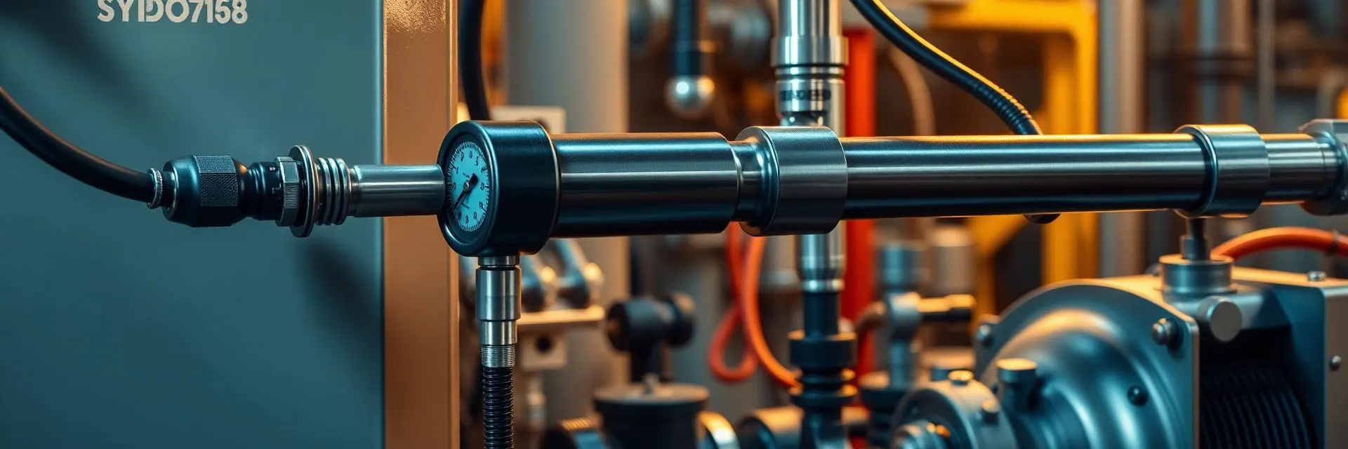 Hydraulic cylinder with inline pressure transducer sensor